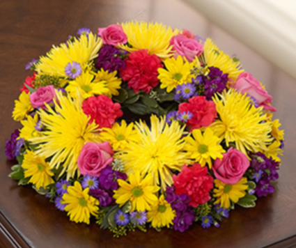 Cremation Wreath - Multicolor Bright Memorial Flowers