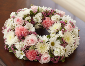 Cremation Wreath - Pink and White Memorial Flowers