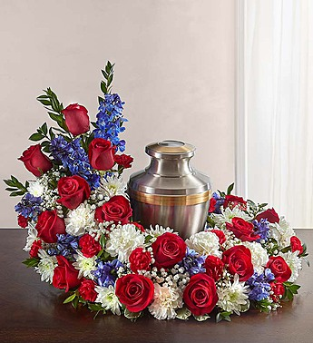 Cremation Wreath - Red, White & Blue 