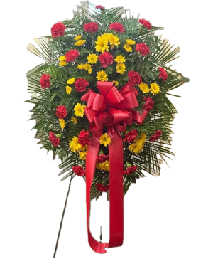Crimson and straw Standing Spray