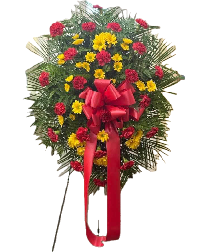 Crimson and straw Standing Spray