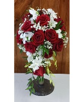 Crimson Cascage Bridal Bouquet