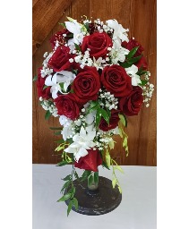 Crimson Cascage Bridal Bouquet
