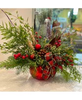 Crimson Christmas Ceramic Container