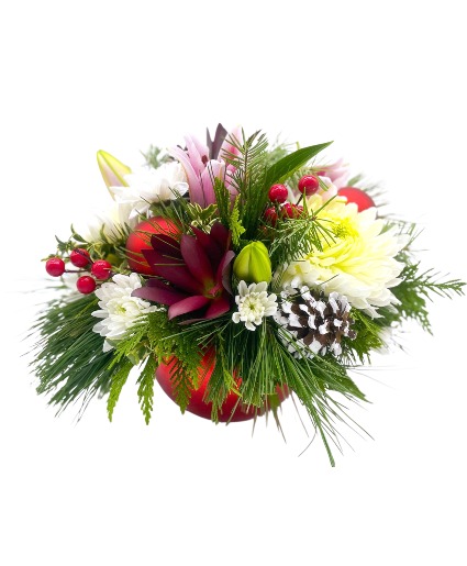 Crimson Christmas Ceramic Container