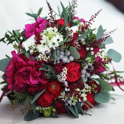 Crimson Christmas Cheer Wrapped Bouquet