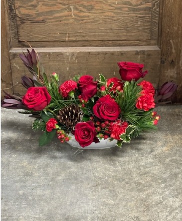 Crimson Christmas Floral Arrangement in Bozeman, MT | BOUQUETS AND MORE