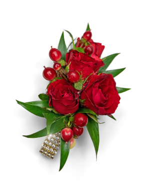 Crimson Corsage Corsage/Boutonniere in Nevada, IA | Flower Bed Crimson Corsage Corsage/Boutonniere in Nevada, IA | Flower Bed