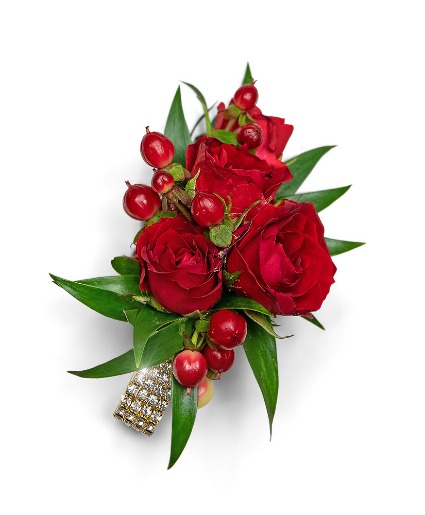 Crimson Corsage Flower Arrangement