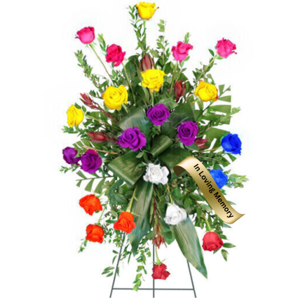 CHOOSE YOUR COLOR ROSES Standing Funeral Spray