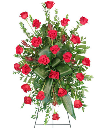 Crimson Departure Standing Spray in Loudonville, OH | Four Seasons Flowers & Gifts