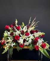 Crimson Elegance Casket Spray