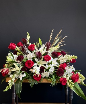 Crimson Elegance Casket Spray