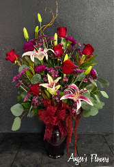 Crimson Elegance Vase Arrangement 