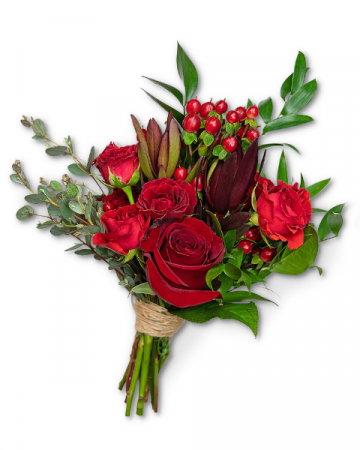 Crimson Hand-tied Bouquet Corsage/Boutonniere
