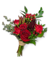 Crimson Hand-tied Bouquet Corsage/Boutonniere