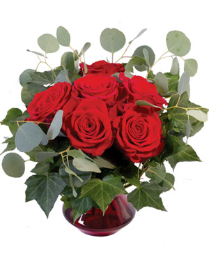 Crimson Ivy Roses Flower Arrangement