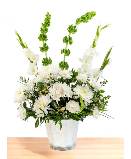 Restful: Green and White Mache Arrangement