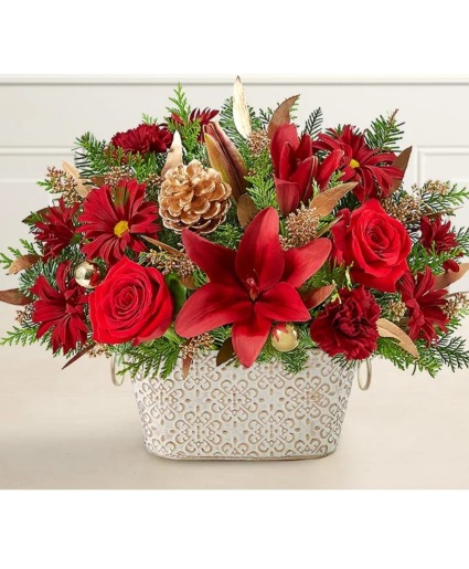 Crimson Treasure Cachepot Christmas Fresh Mix