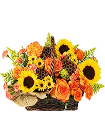 Crisp Autumn Morning Basket of Flowers