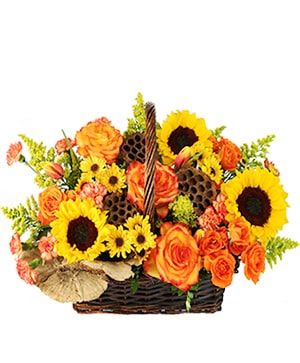 Crisp Autumn Morning Basket of Flowers