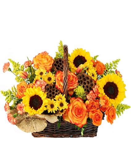 Crisp Autumn Morning Basket Flower Bouquet