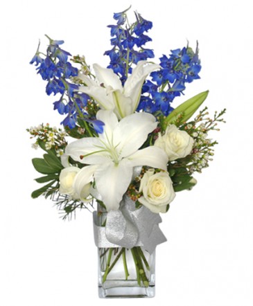 CRISP WINTER SKIES Flower Arrangement in Anthony, KS | J-MAC FLOWERS & GIFTS