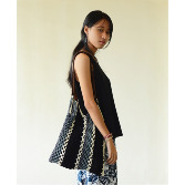 Crocheted Striped  Mesh Bag