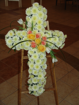 Cross Easel Funeral Arrangement