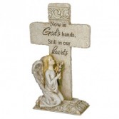 Cross with kneeling Angel Stone Statue
