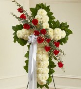 CROSS WITH RED ROSES 