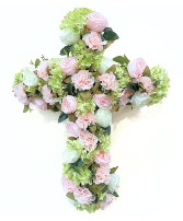 CROSS WITH SILK FLOWERS  Artificial Silk Flower Cross