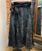 Crushed Velvet-Black Skirt Swing Skirt
