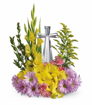  Crystal Cross Bouquet One-Sided Floral Arrangement