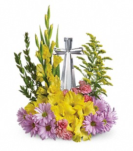 Crystal Cross Bouquet Spring/Sympathy Arrangement in Mount Pleasant, TX | DESIGNS BY LISA Crystal Cross Bouquet Spring/Sympathy Arrangement in Mount Pleasant, TX | DESIGNS BY LISA