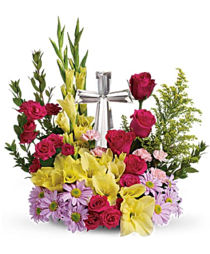 Crystal Cross Bouquet Sympathy