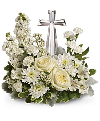 Crystal Cross Bouquet White
