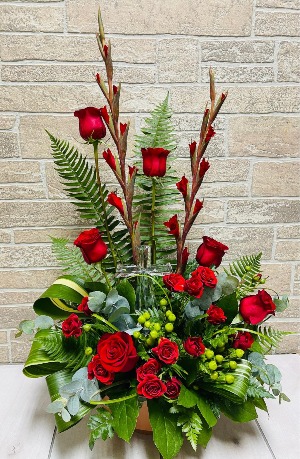 Crystal Cross & Red Sympathy Arrangement 