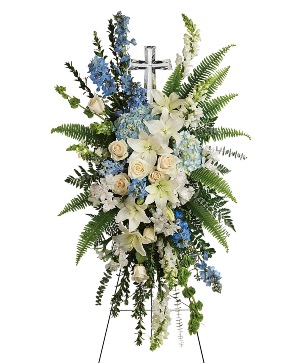 Crystal Cross Standing Spray Funeral Spray