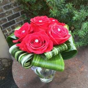 Crystal Roses Roses Collared With Aspidistra Leaves in Elgin, IL | FLORAL EXCELLENCE Crystal Roses Roses Collared With Aspidistra Leaves in Elgin, IL | FLORAL EXCELLENCE