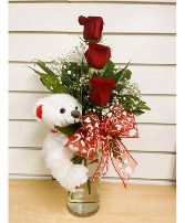 Cuddle Me Roses Fresh Floral with Gift Bear