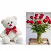 Cuddly Love  Roses and Teddy Bear 