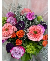 Cuernavaca Brightly colored florals in Purples, Oranges, Pinks and Greens