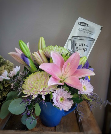 Cup of Comfort Flower Arrangement in Airdrie, AB | Flower Whispers