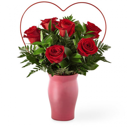 cupid heart red rose bouquet red roses