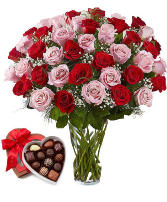 Cupid’s Four Dozen Roses Bouquet & Chocolate Bliss 