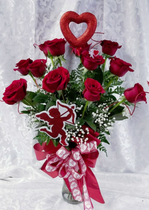 Cupid's Vase Dozen Roses in a Vase in Fulton, NY | DeVine Designs Cupid's Vase Dozen Roses in a Vase in Fulton, NY | DeVine Designs