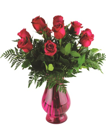 Hot Pink Sunshine Bouquet Roses Arrangement