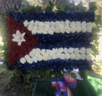 CUSTOM CUBAN FLAG STANDING FUNERAL PC ON A 5'-6" STAND