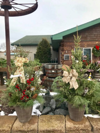 Custom Decorative Patio Pots Mixed evergreens in plastic container in Balsam Lake, WI | BALSAM LAKE PRO-LAWN INC. Custom Decorative Patio Pots Mixed evergreens in plastic container in Balsam Lake, WI | BALSAM LAKE PRO-LAWN INC.
